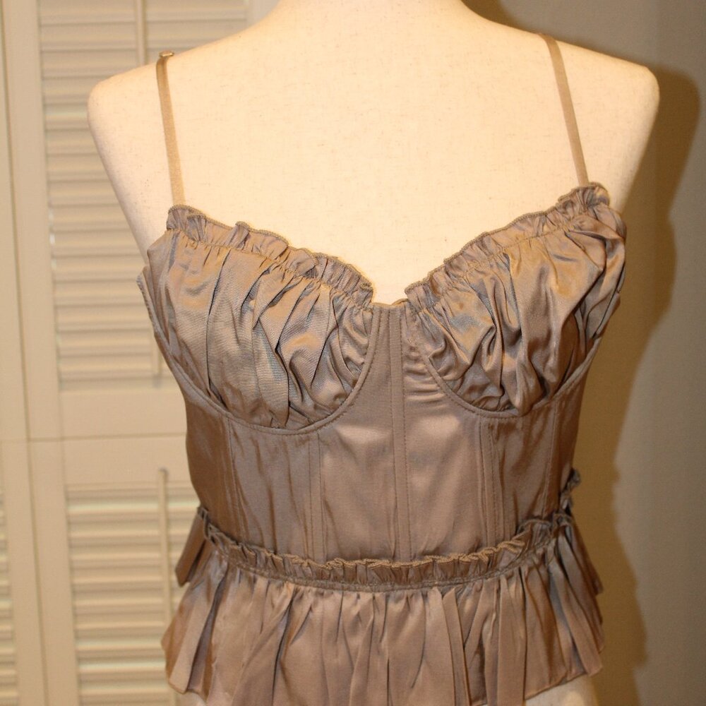 Spaghetti Strap Rouched Bustier Top